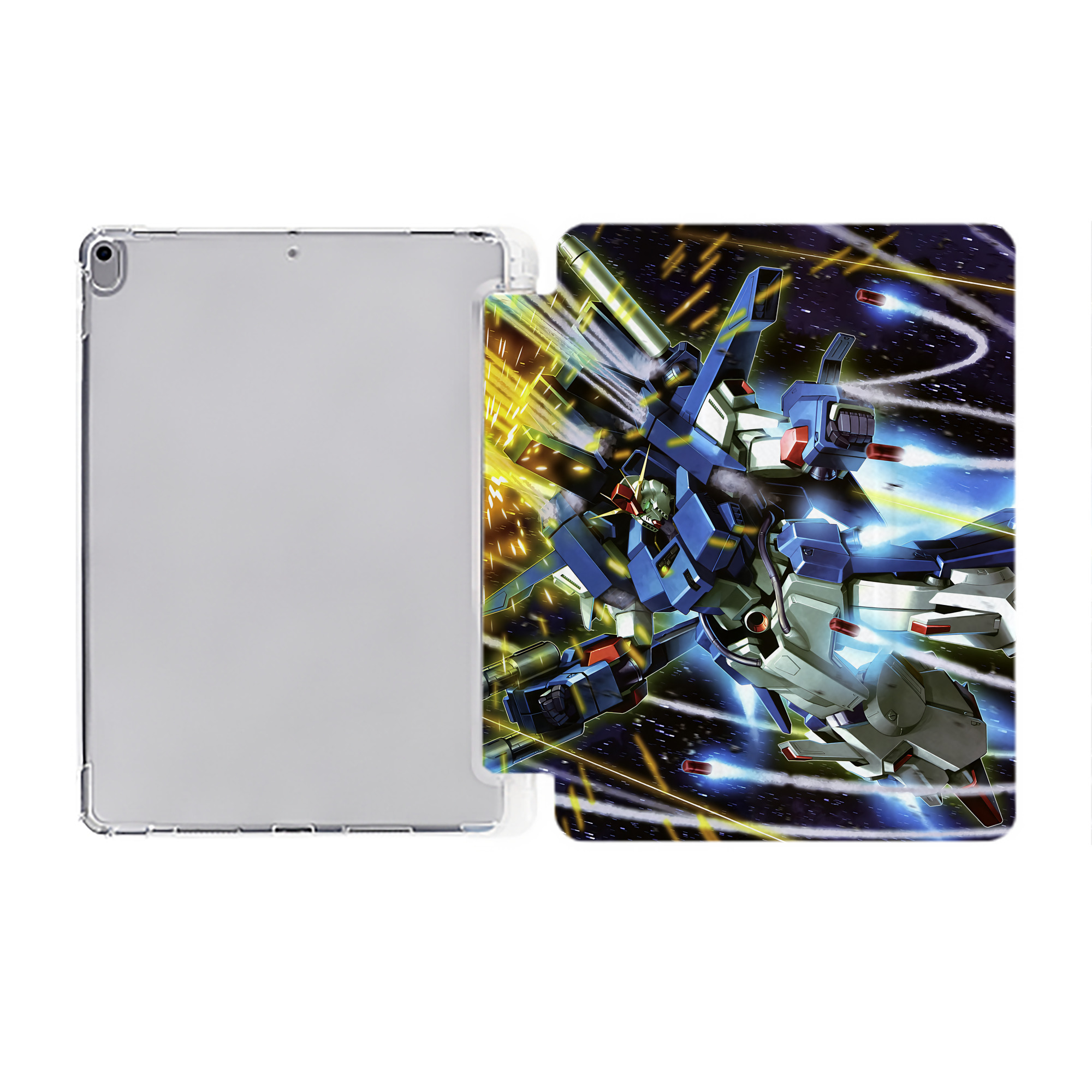（画像用） 機動戦士ガンダム Mobile Suit Gundam IPad ケース ペン収納付き 三つ折りスタンド PUレザー×シリコン 対応機種9.5/10.5/10.9インチ